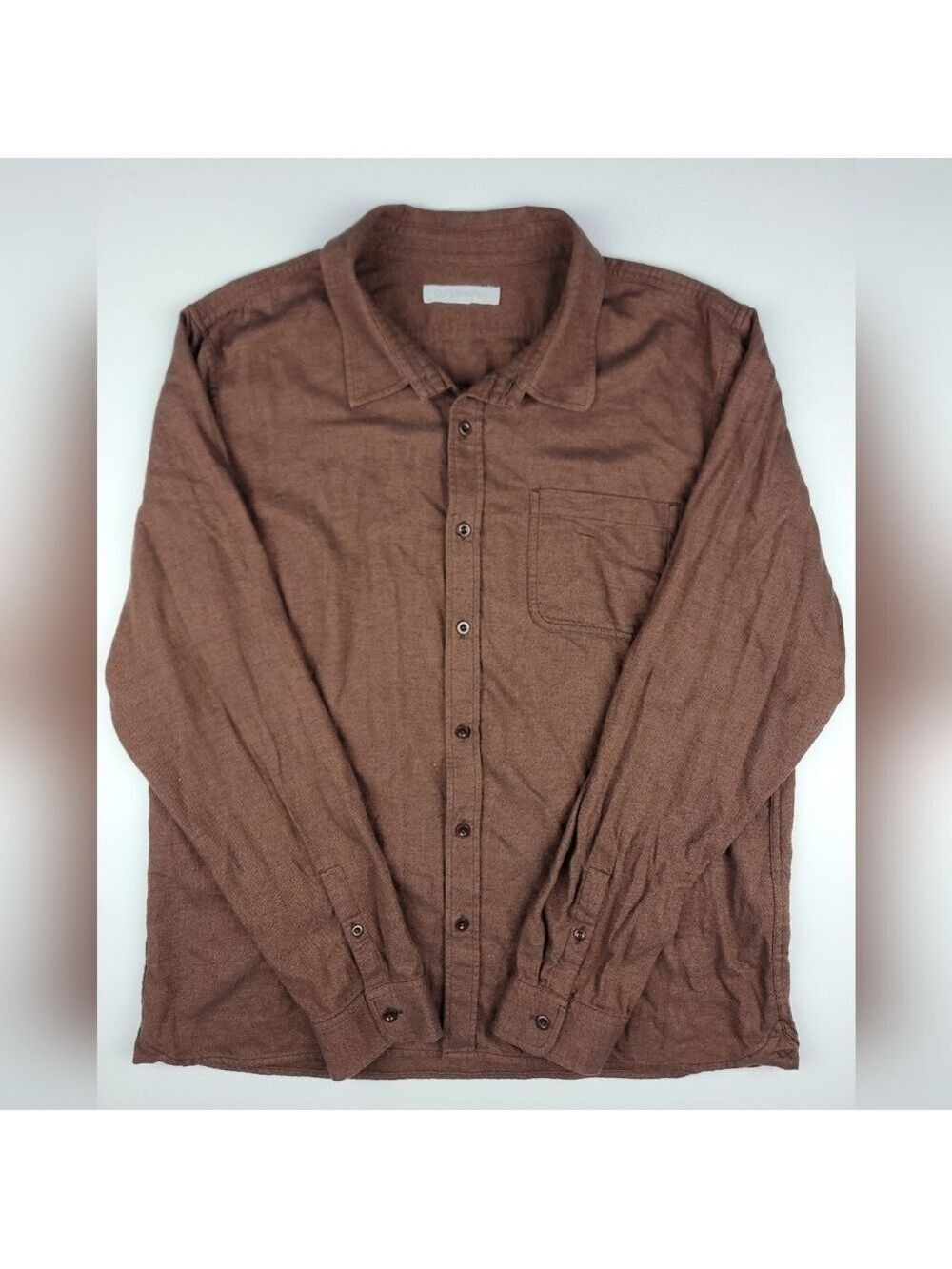 Outerknown Flannel Shirt Mens 2XL XXL Brown Button Up Long Sleeve Soft Organic